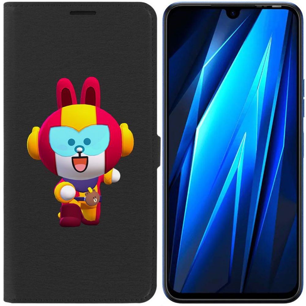 

Чехол-книжка Eco для Tecno Pova 4 Pro Brawl Stars-Кони Макс (черный)