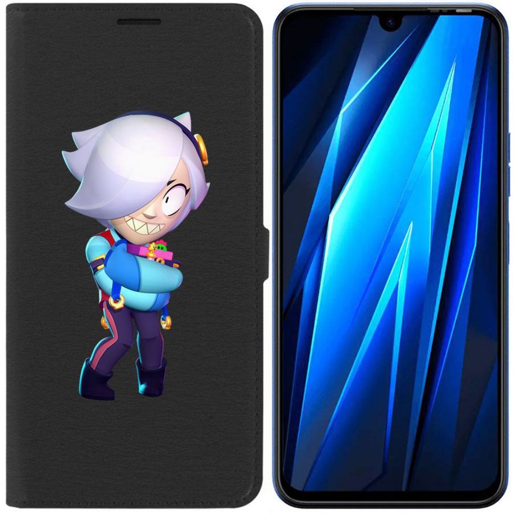 

Чехол-книжка Eco для Tecno Pova 4 Pro Brawl Stars-Колетт (черный)