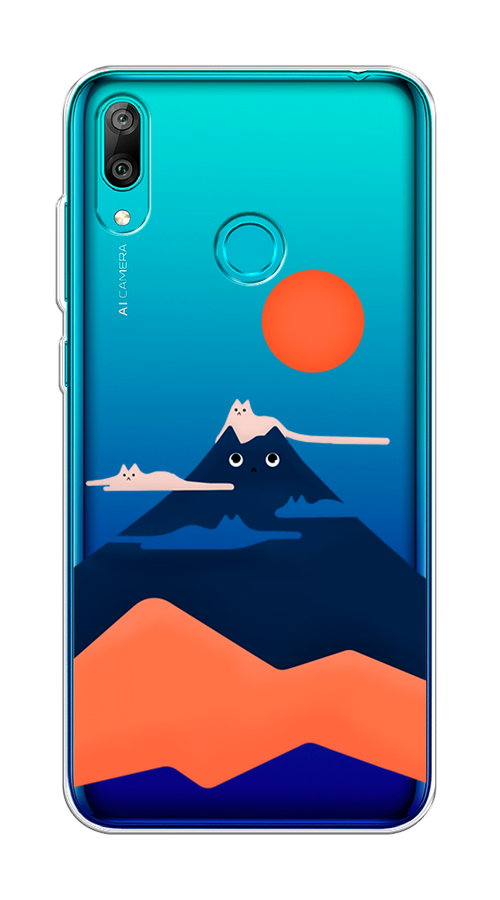 

Чехол на Huawei Y7 2019 "Кот-гора", Черный;оранжевый, 68450-4