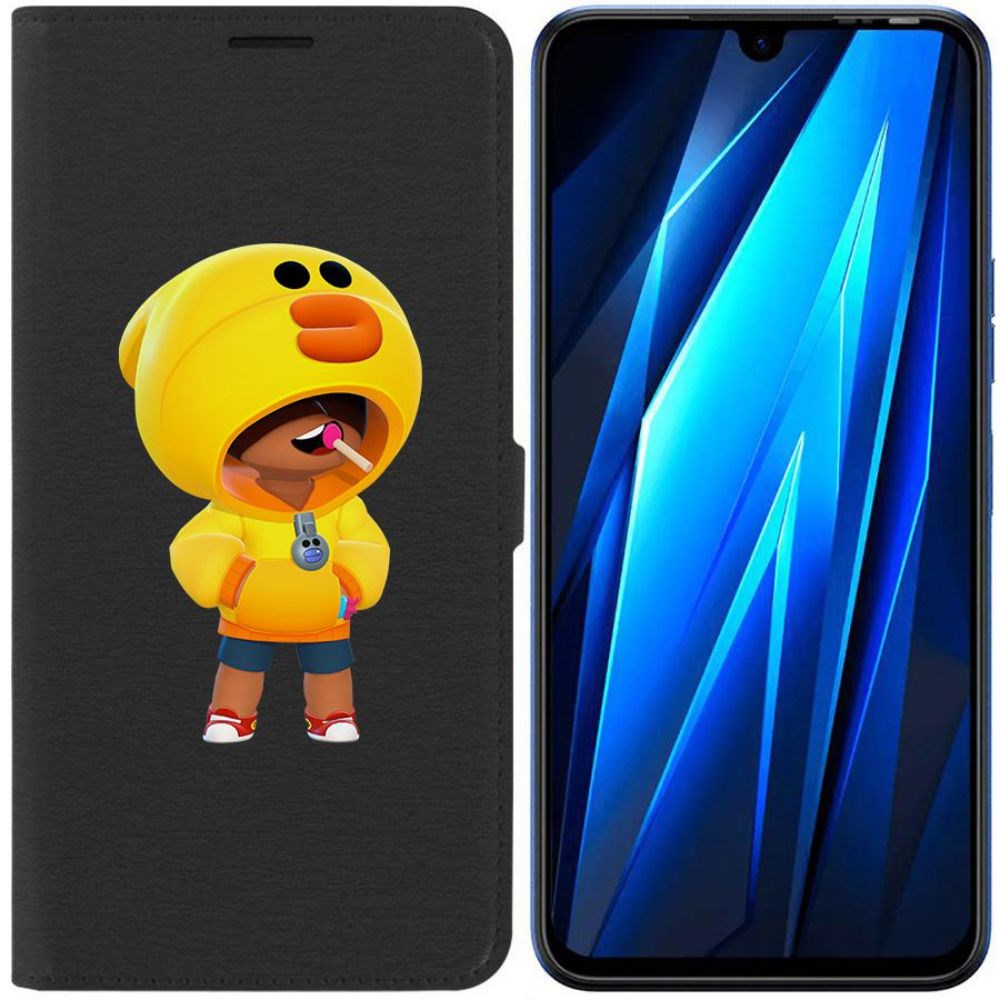 

Чехол-книжка Eco для Tecno Pova 4 Pro Brawl Stars-Леон Салли (черный)