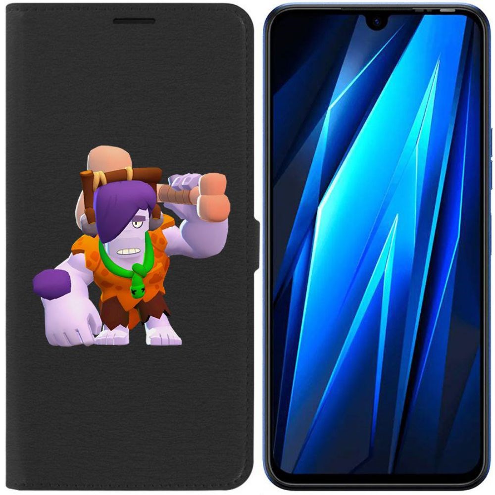 

Чехол-книжка Eco для Tecno Pova 4 Pro Brawl Stars-Пещерный Фрэнк (черный)