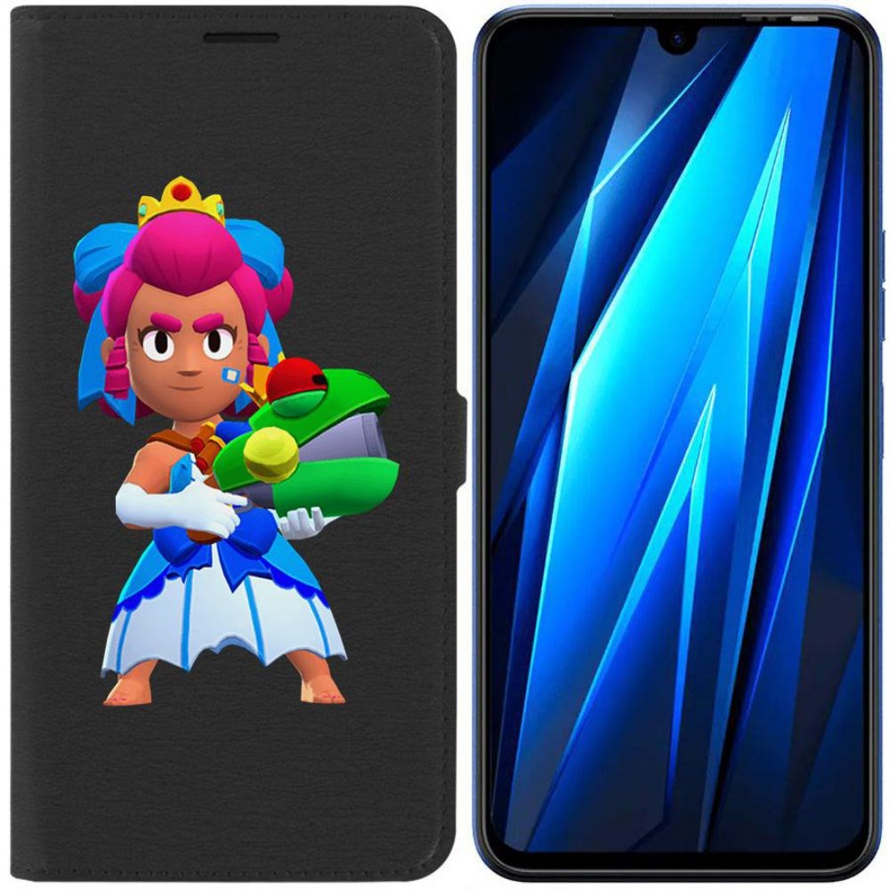 

Чехол-книжка Eco для Tecno Pova 4 Pro Brawl Stars-Принцесса Шелли (черный)