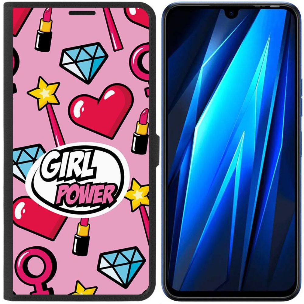 Чехол-книжка Eco для Tecno Pova 4 Pro Girl Power (черный)