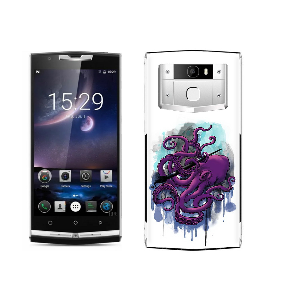 

Чехол MyPads Tocco для Oukitel K10000 Pro фиолетовый осьминог, Прозрачный, Tocco