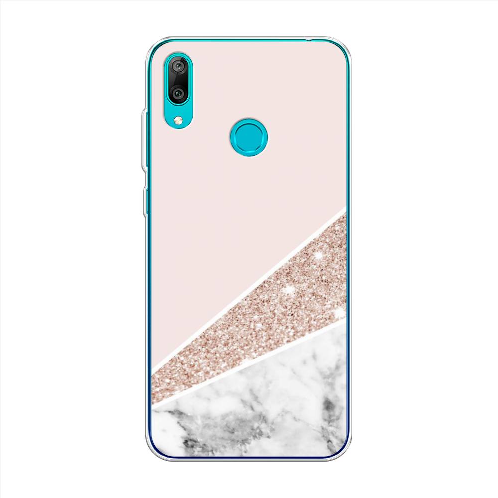 

Чехол на Huawei Y7 2019 "Блестящий розовый мрамор", 68450-3