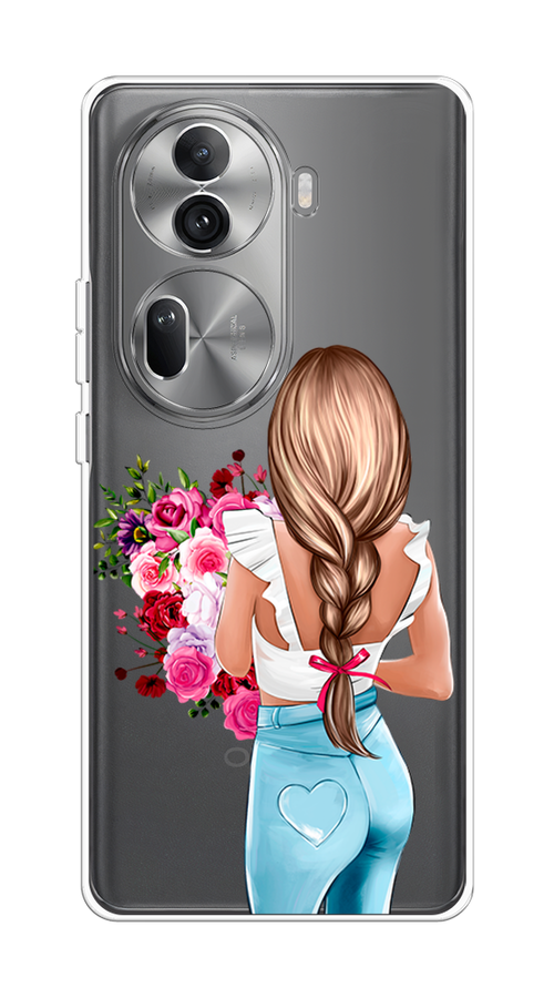 

Чехол на Oppo Reno 11 Pro (Global) "Девушка с цветами", Коричневый;розовый;бирюзовый, 2515950-1