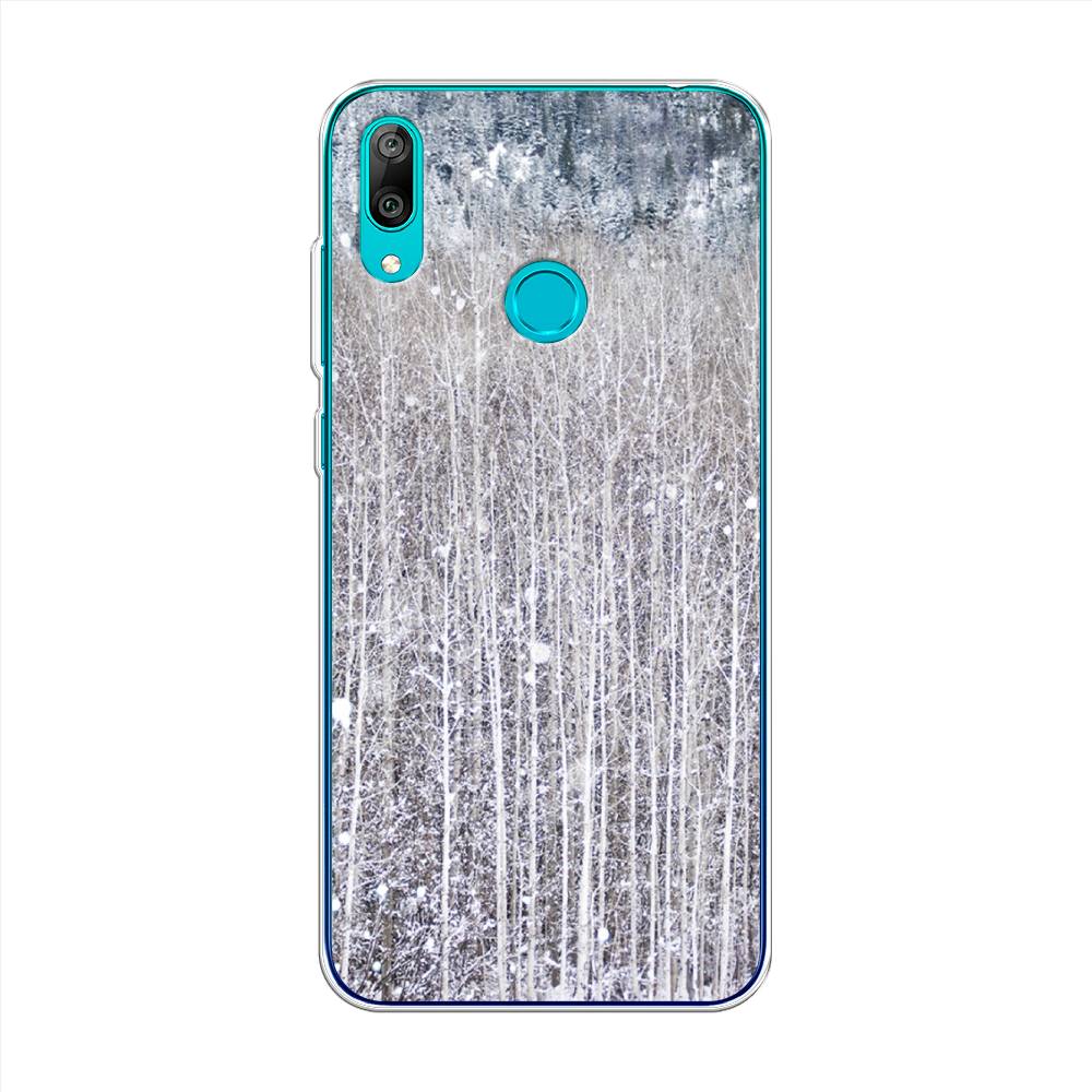 

Чехол на Huawei Y7 2019 "Снежный лес", Бежевый;серый;белый, 68450-5