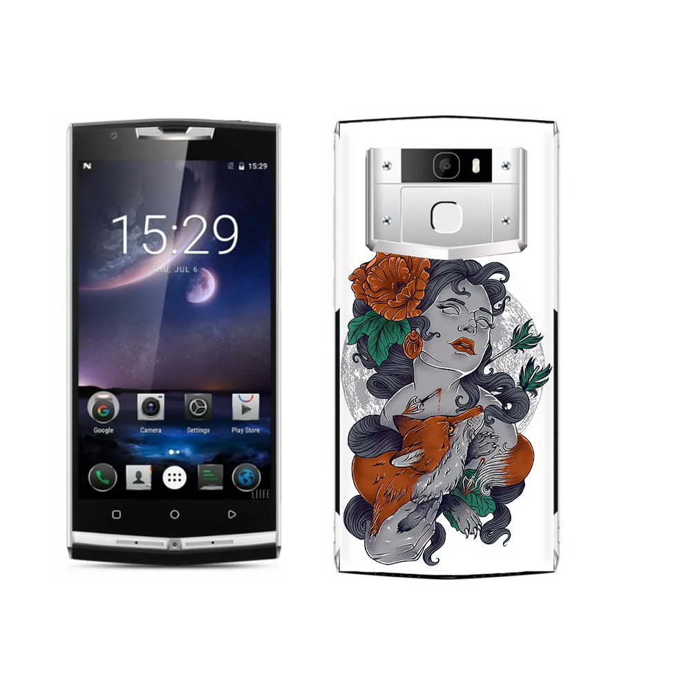 

Чехол MyPads Tocco для Oukitel K10000 Pro темная девушка с лисой, Прозрачный, Tocco
