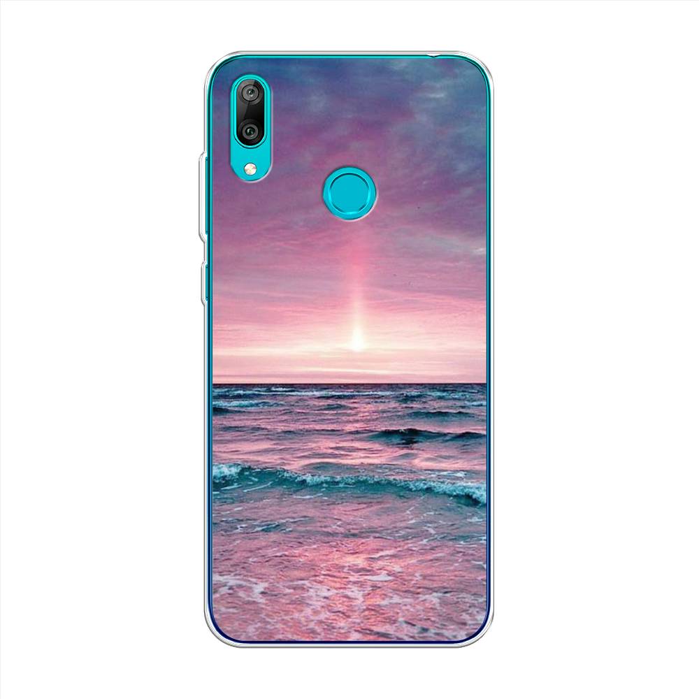 

Чехол на Huawei Y7 2019 "Восход 3", Розовый;голубой, 68450-2