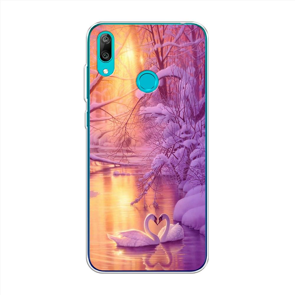 

Чехол на Huawei Y7 2019 "Зима 1", Фиолетовый;желтый, 68450-2