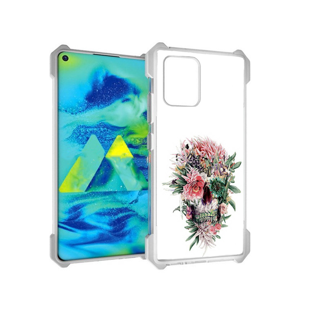 

Чехол MyPads Tocco для Samsung Galaxy S10 Lite череп из цветов (PT143840.502.677), Прозрачный, Tocco