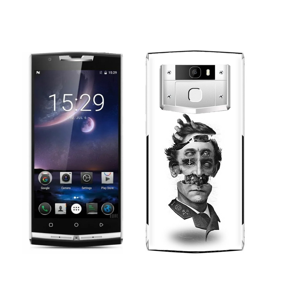 

Чехол MyPads Tocco для Oukitel K10000 Pro страшное лицо абстракция, Прозрачный, Tocco