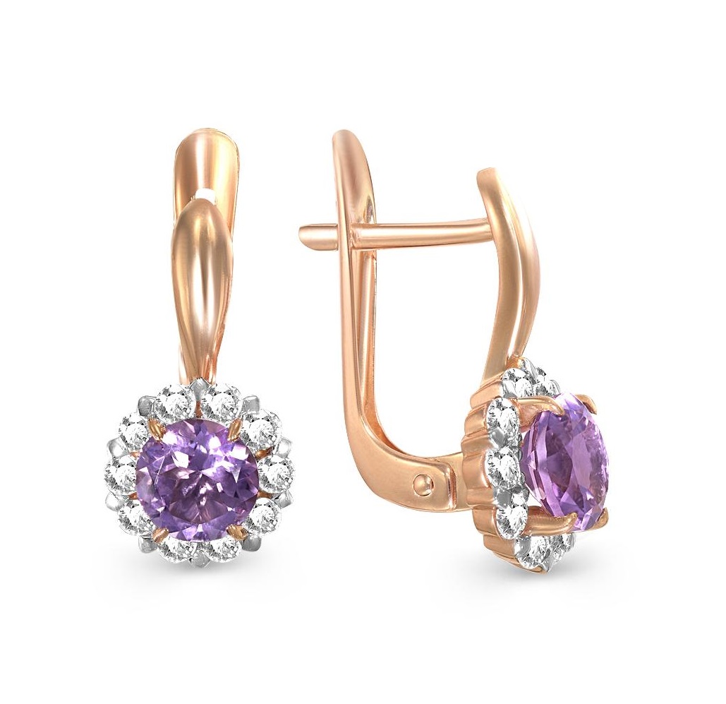 

Серьги из красного золота с аметистом NEWGOLD 102020293050am, 102020293050am