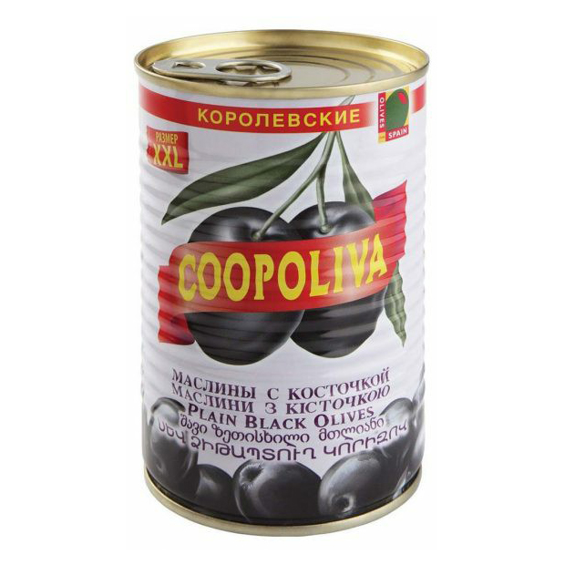 Маслины Coopoliva крупные с косточкой 405 г