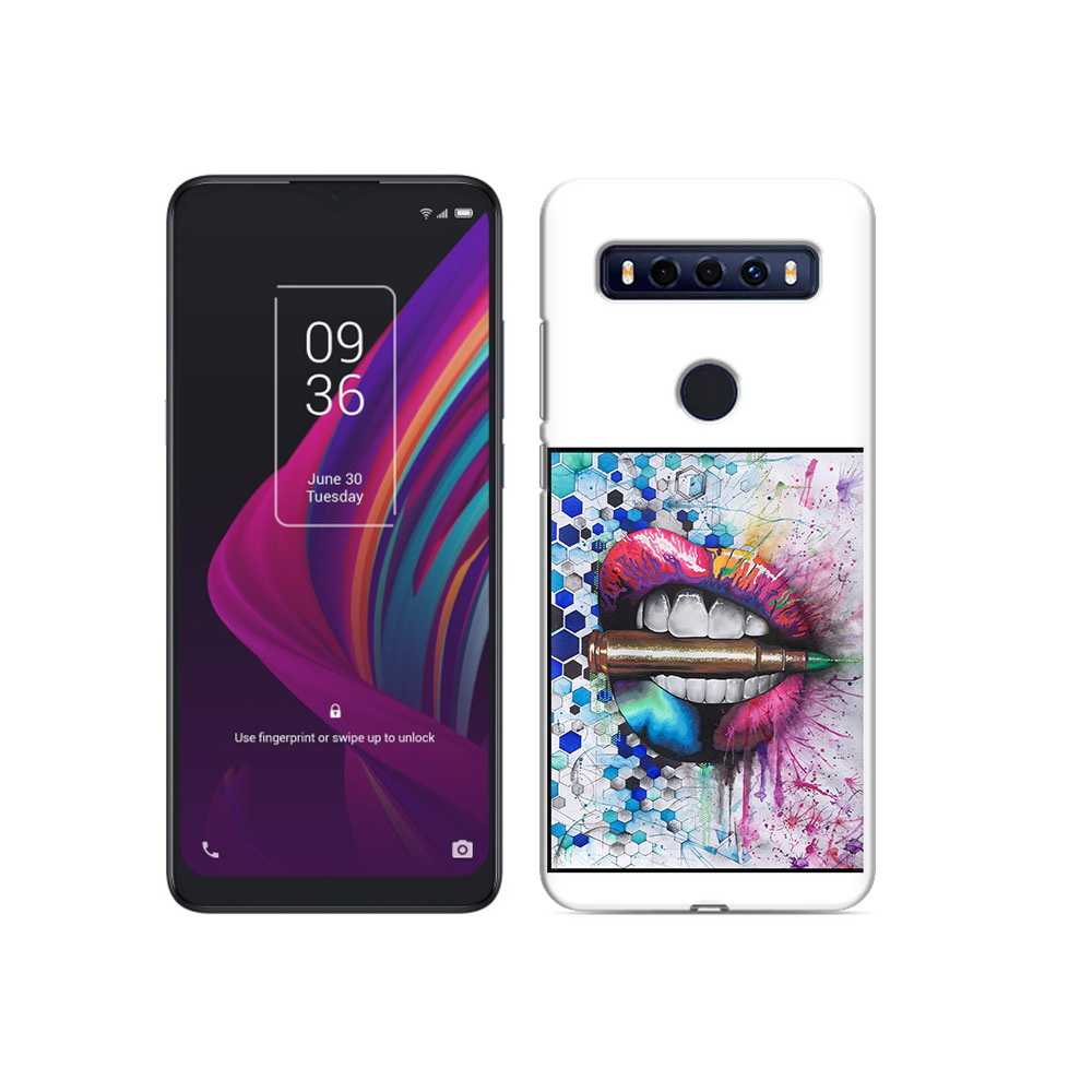 

Чехол MyPads Tocco для TCL 10 SE разноцветные губы с пулей, Прозрачный, Tocco