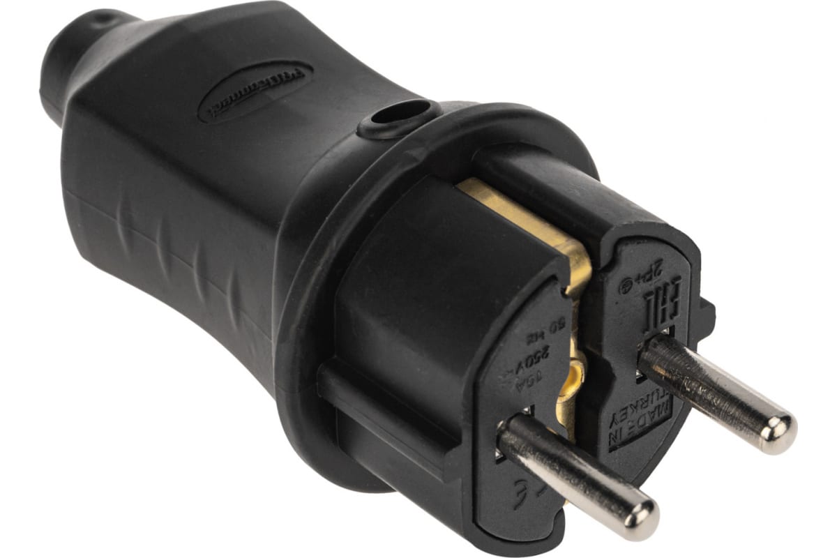 

Прямая вилка PROCONNECT влагозащищенная 2P+PE 230V, 16 А, IP44 каучук 111-001-4, Черный