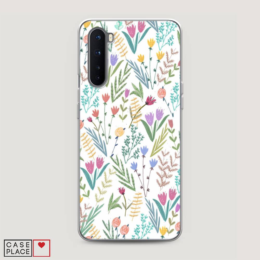 

Чехол Awog на OnePlus Nord / ВанПлас Nord "Полевые цветы рисунок", Белый;зеленый, 151350-8
