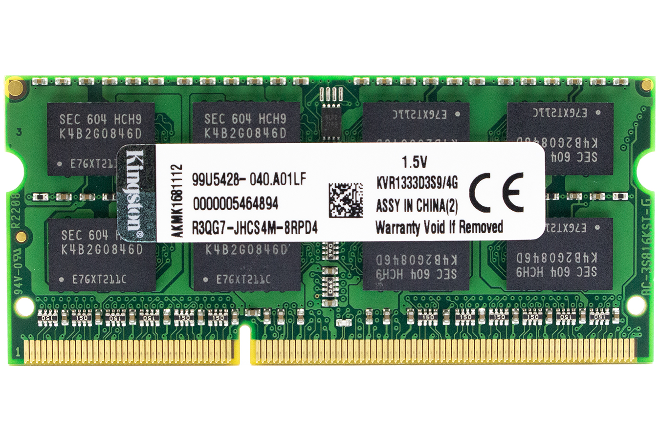 Модуль памяти SODIMM DDR3 4GB PC10600 1333МГц Kingston ValueRAM KVR1333D3S9/4G