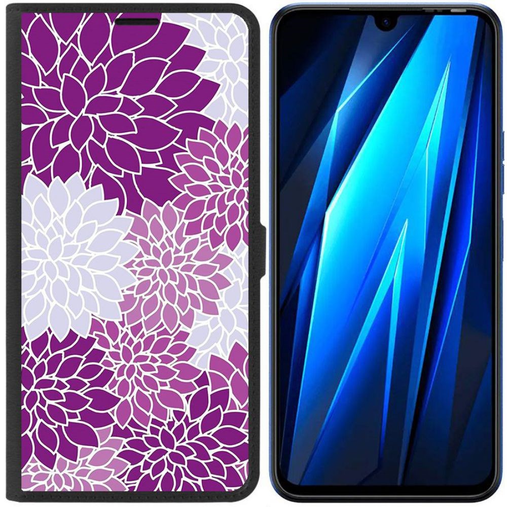 

Чехол-книжка Eco для Tecno Pova 4 Pro Цветочный паттерн 2 (черный)