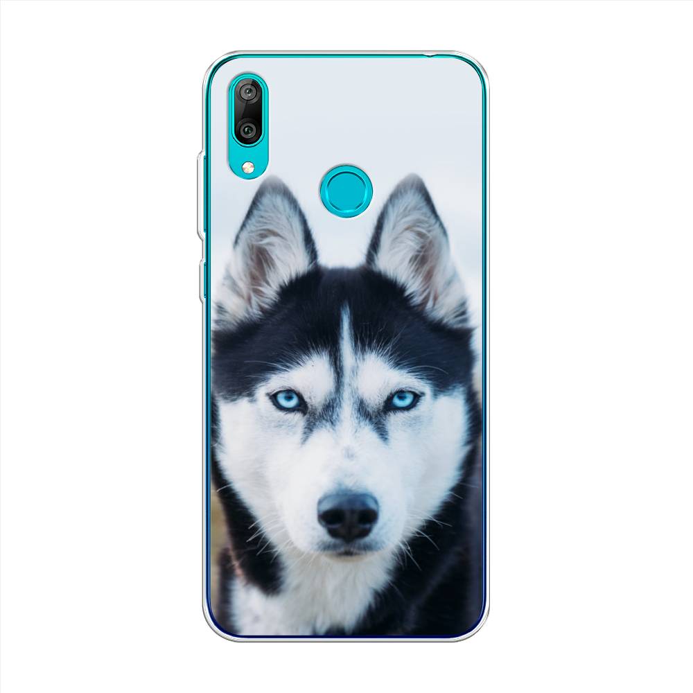 

Чехол на Huawei Y7 2019 "Хаски 2", Синий;белый, 68450-1