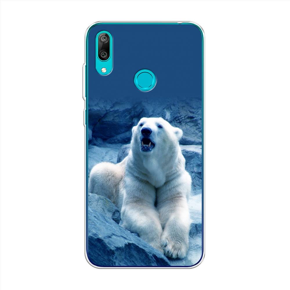 

Чехол на Huawei Y7 2019 "Белый медведь", Голубой;белый, 68450-1