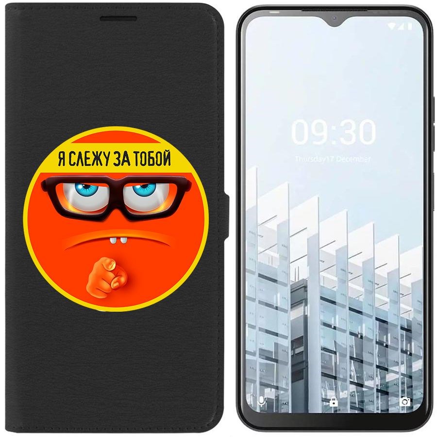 

Чехол-книжка Eco для Tecno POP 6 Pro Я слежу за тобой (черный)