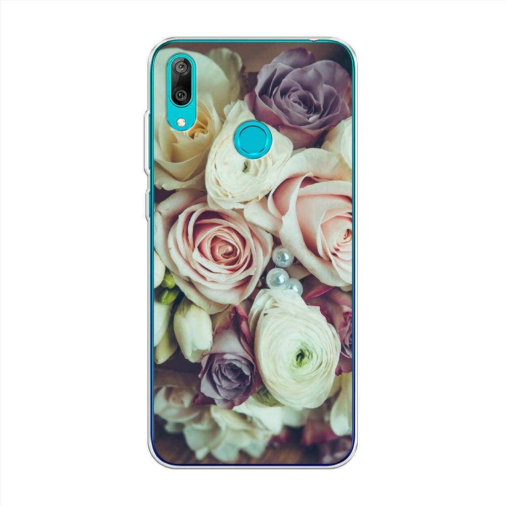 

Чехол на Huawei Y7 2019 "Свадебный букет", Белый;фиолетовый, 68450-2