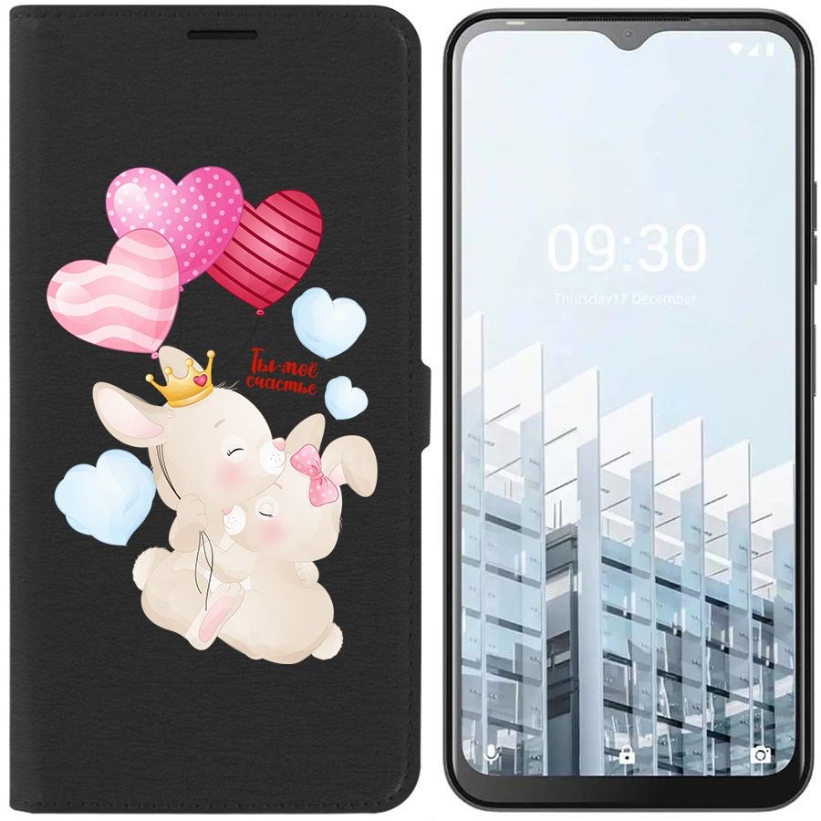 

Чехол-книжка Eco для Tecno POP 6 Pro Ты-моё счастье (черный)