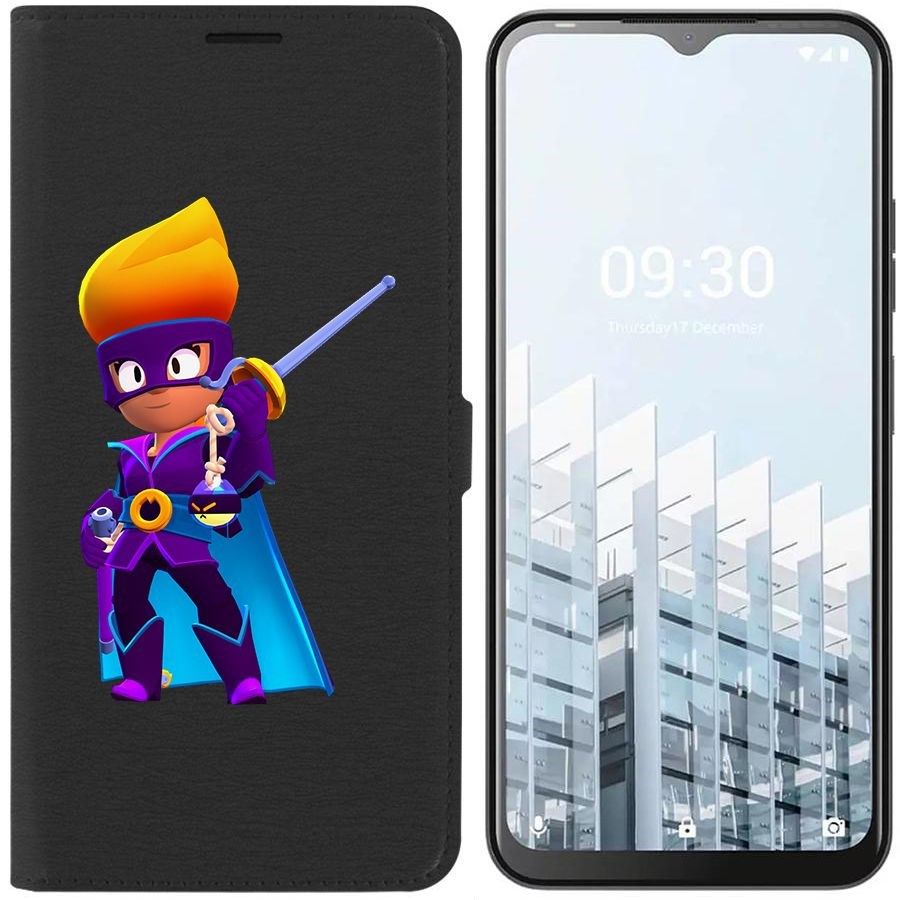 

Чехол-книжка Eco для Tecno POP 6 Pro Brawl Stars-Амбер де Ла Вега (черный)