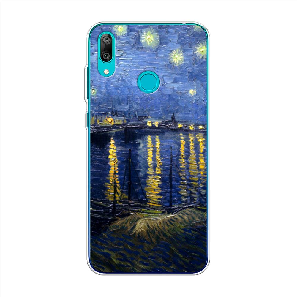 

Чехол на Huawei Y7 2019 "Звездная ночь над Роной", Синий;желтый, 68450-4