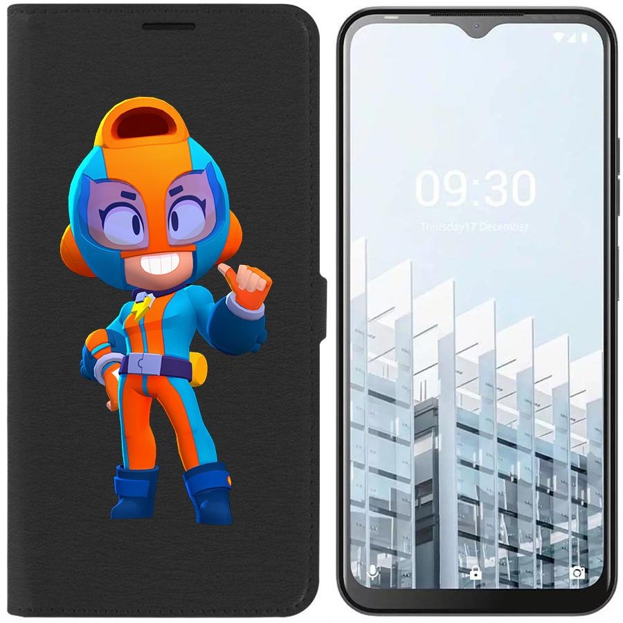 

Чехол-книжка Eco для Tecno POP 6 Pro Brawl Stars-GT Макс (черный)