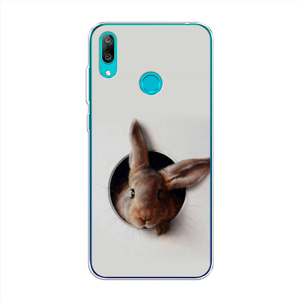 

Чехол на Huawei Y7 2019 "Любопытный кролик", Серый;коричневый, 68450-1