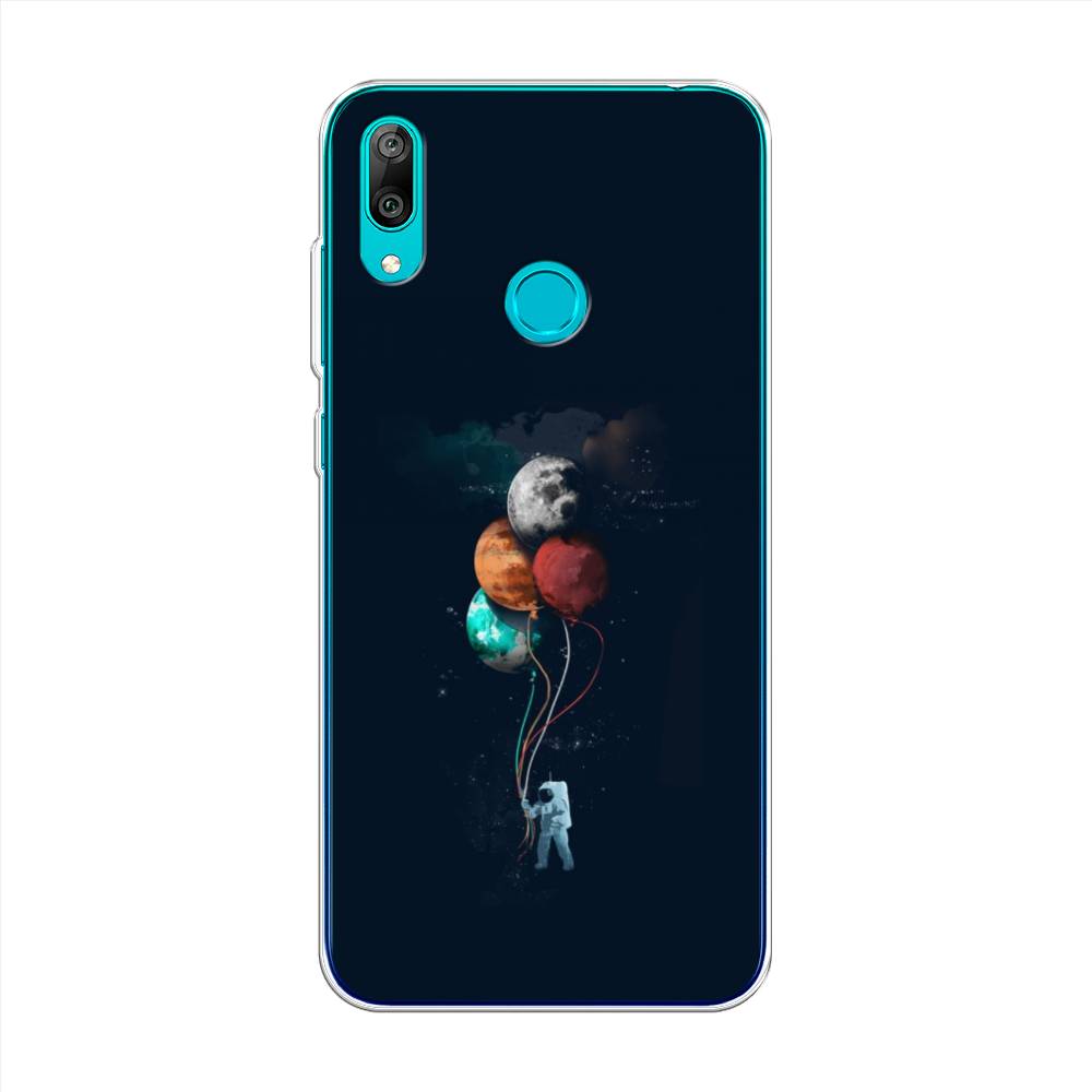 

Чехол на Huawei Y7 2019 "Космонавт с шариками", Разноцветный, 68450-4
