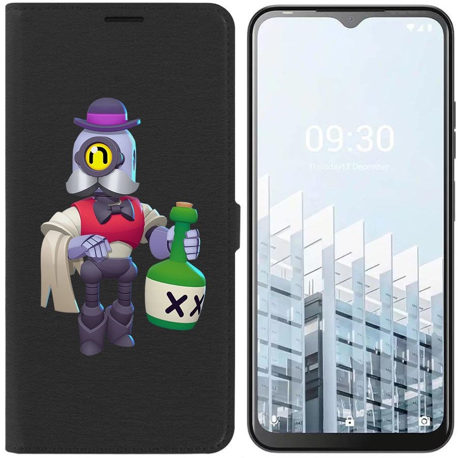 

Чехол-книжка Eco для Tecno POP 6 Pro Brawl Stars-Барли (черный)