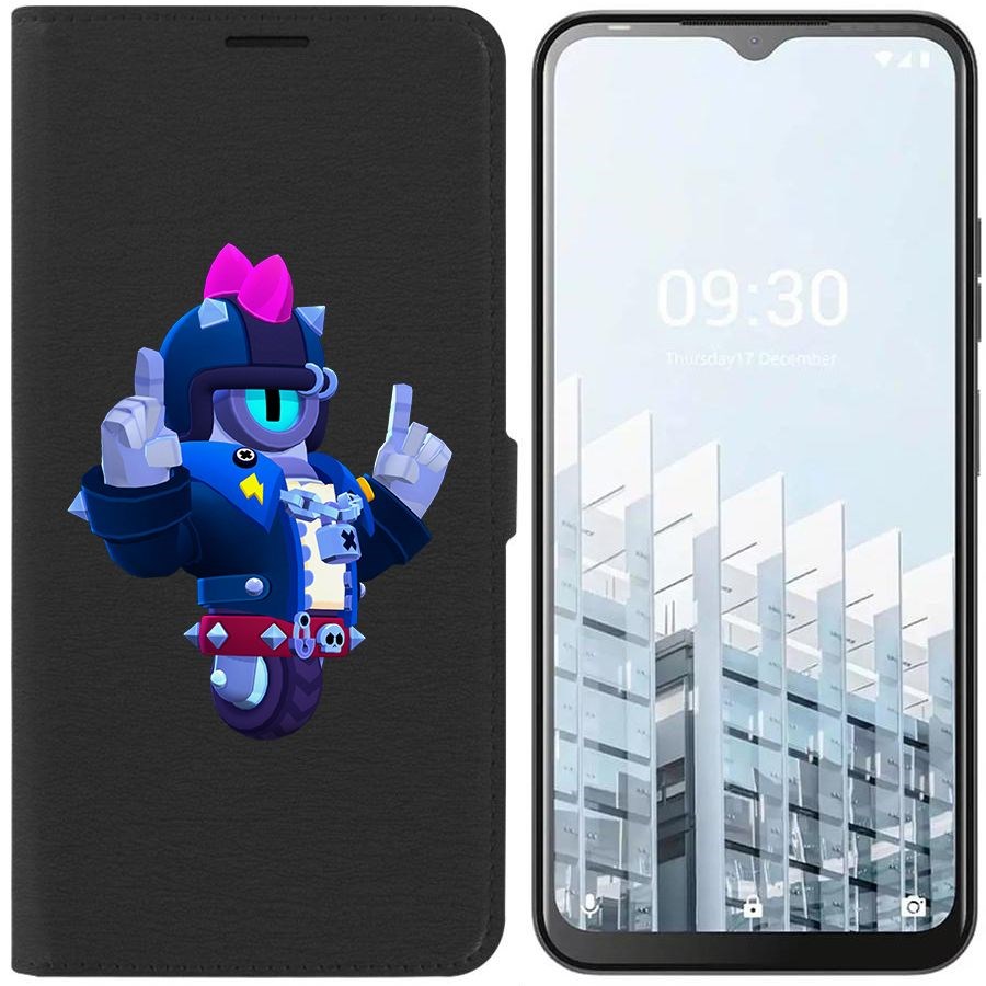 

Чехол-книжка Eco для Tecno POP 6 Pro Brawl Stars-Дикий Сту (черный)