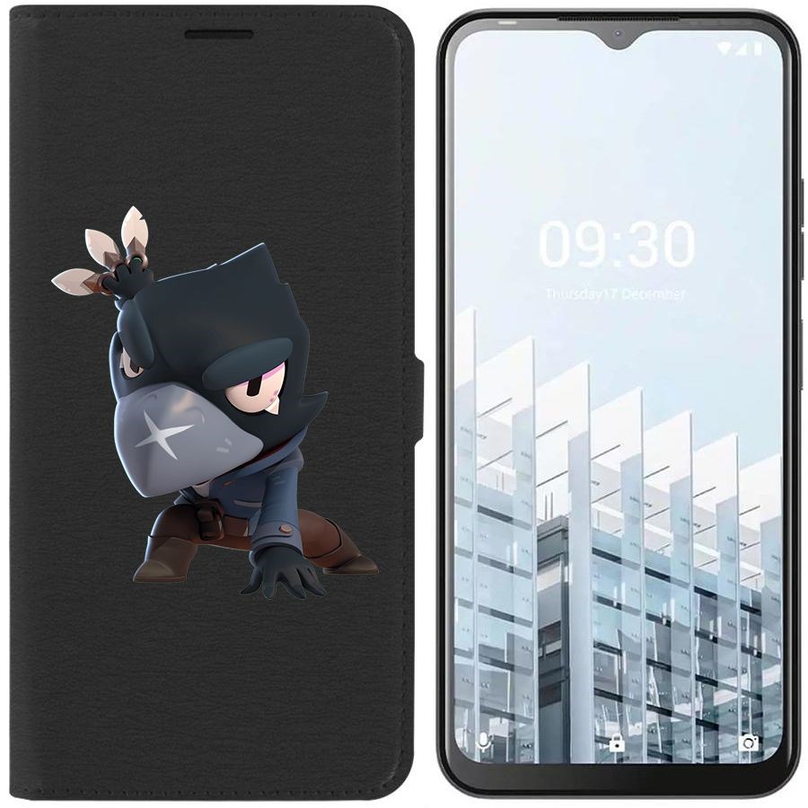 

Чехол-книжка Eco для Tecno POP 6 Pro Brawl Stars-Ворон (черный)