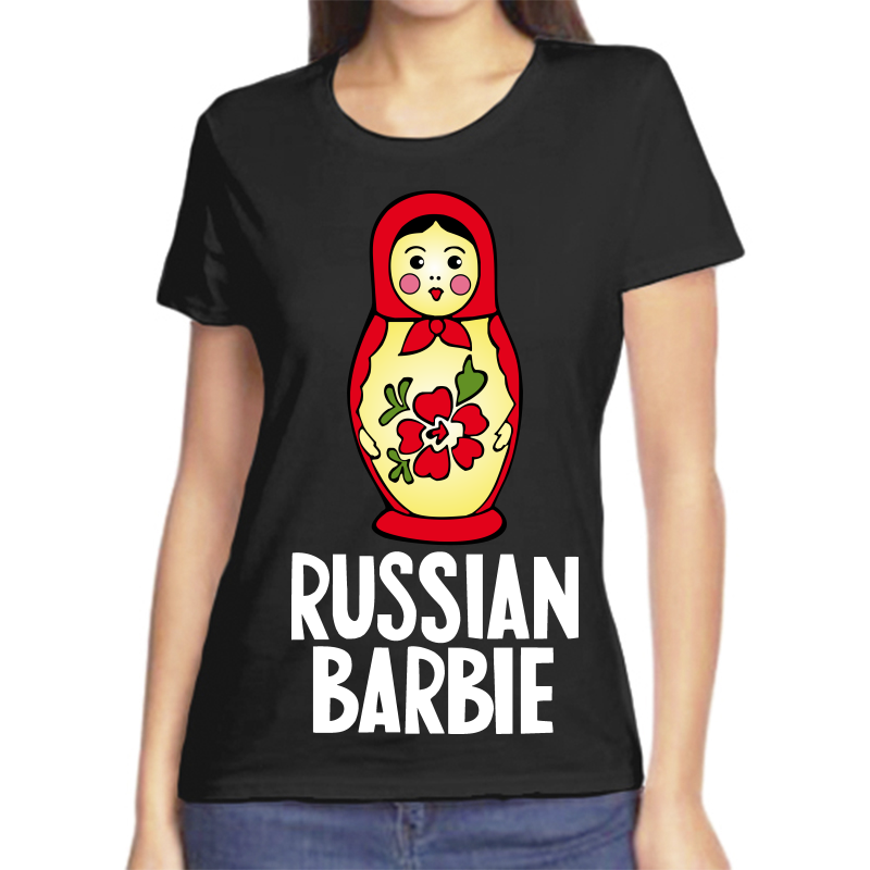 

Футболка женская черная 56 р-р russian barbie, Черный, fzh_russian_barbie