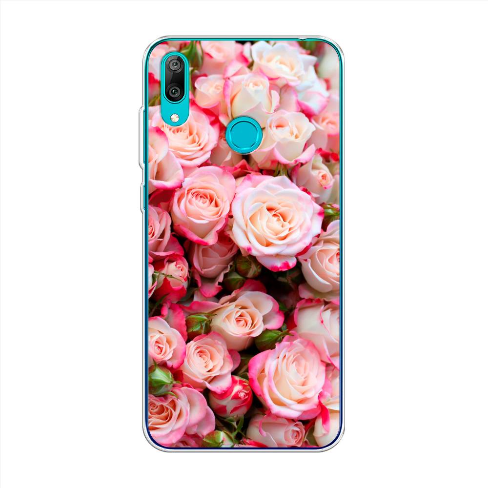 

Чехол на Huawei Y7 2019 "Много роз", Розовый, 68450-2