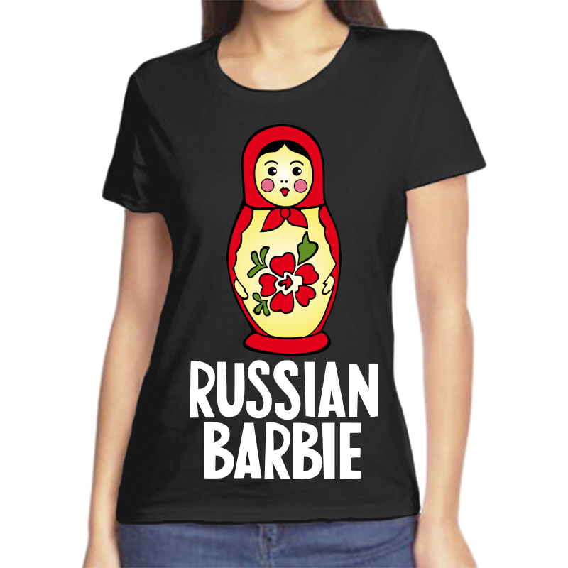 

Футболка женская черная 42 р-р russian barbie, Черный, fzh_russian_barbie