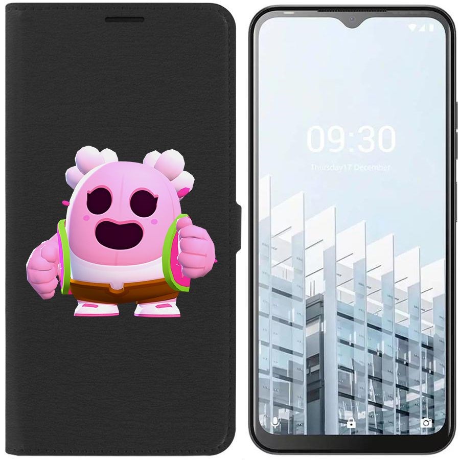 

Чехол-книжка Eco для Tecno POP 6 Pro Brawl Stars-Сакура Спайк (черный)