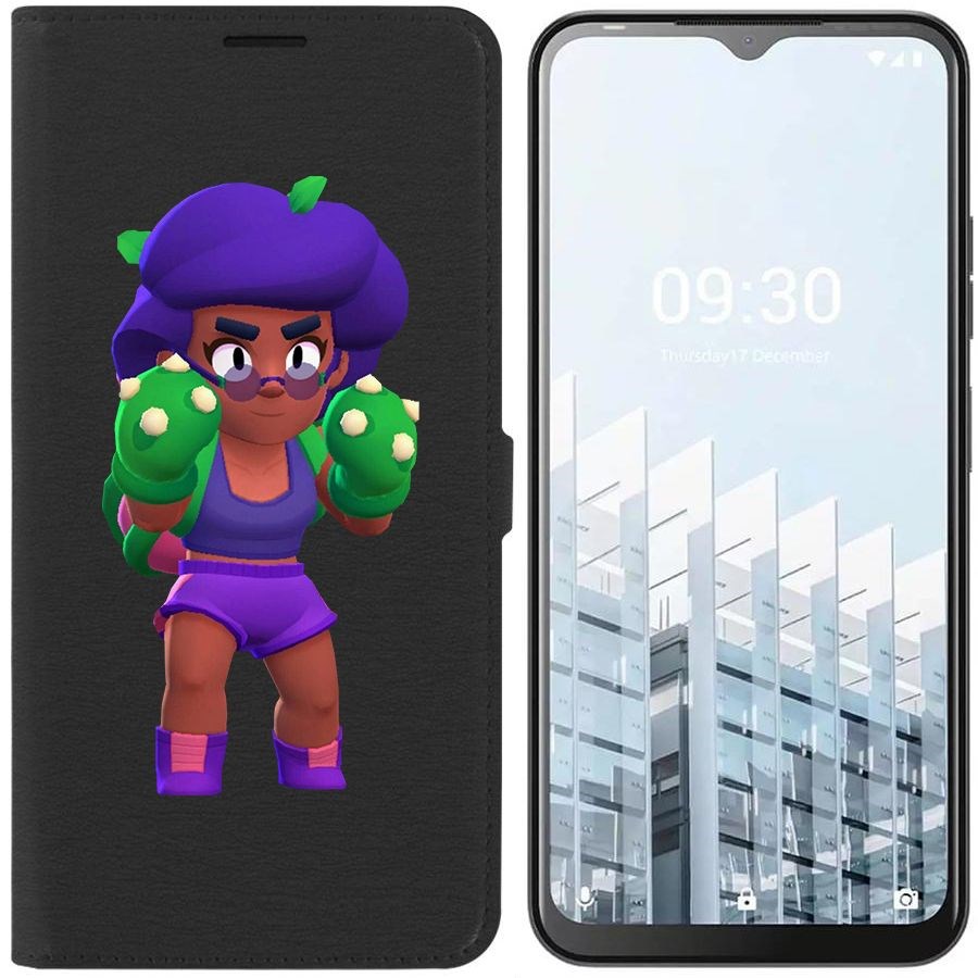 

Чехол-книжка Eco для Tecno POP 6 Pro Brawl Stars-Роза (черный)