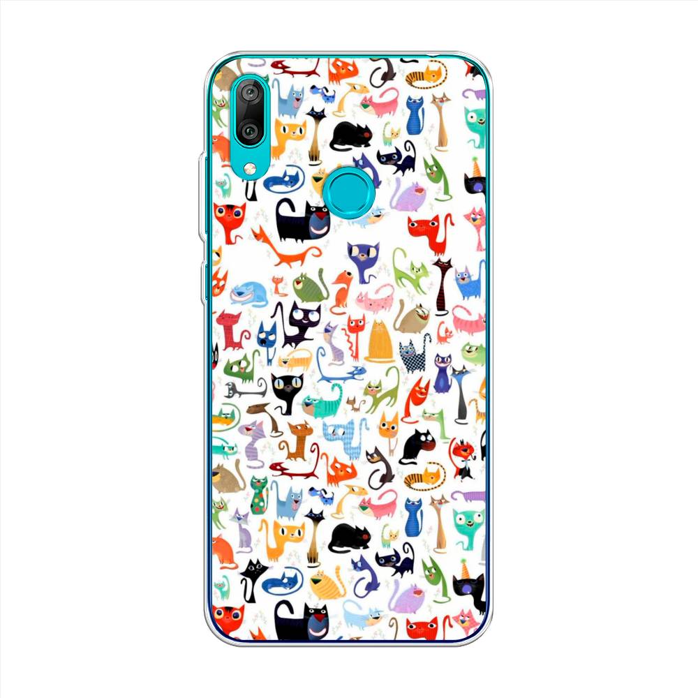 

Чехол на Huawei Y7 2019 "Цветные коты", Разноцветный, 68450-1
