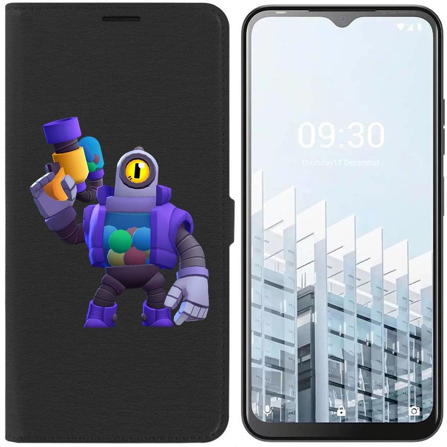 

Чехол-книжка Eco для Tecno POP 6 Pro Brawl Stars-Рико (черный)