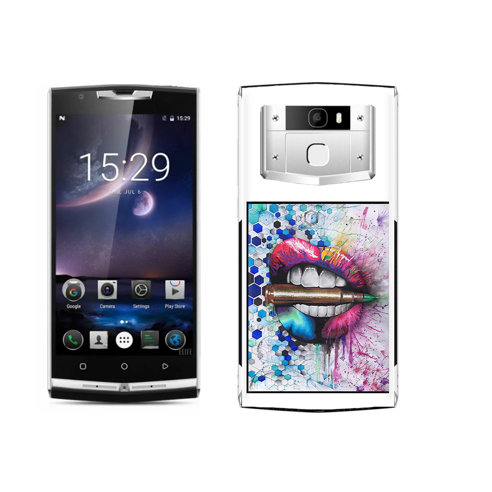 

Чехол MyPads Tocco для Oukitel K10000 Pro разноцветные губы с пулей, Прозрачный, Tocco