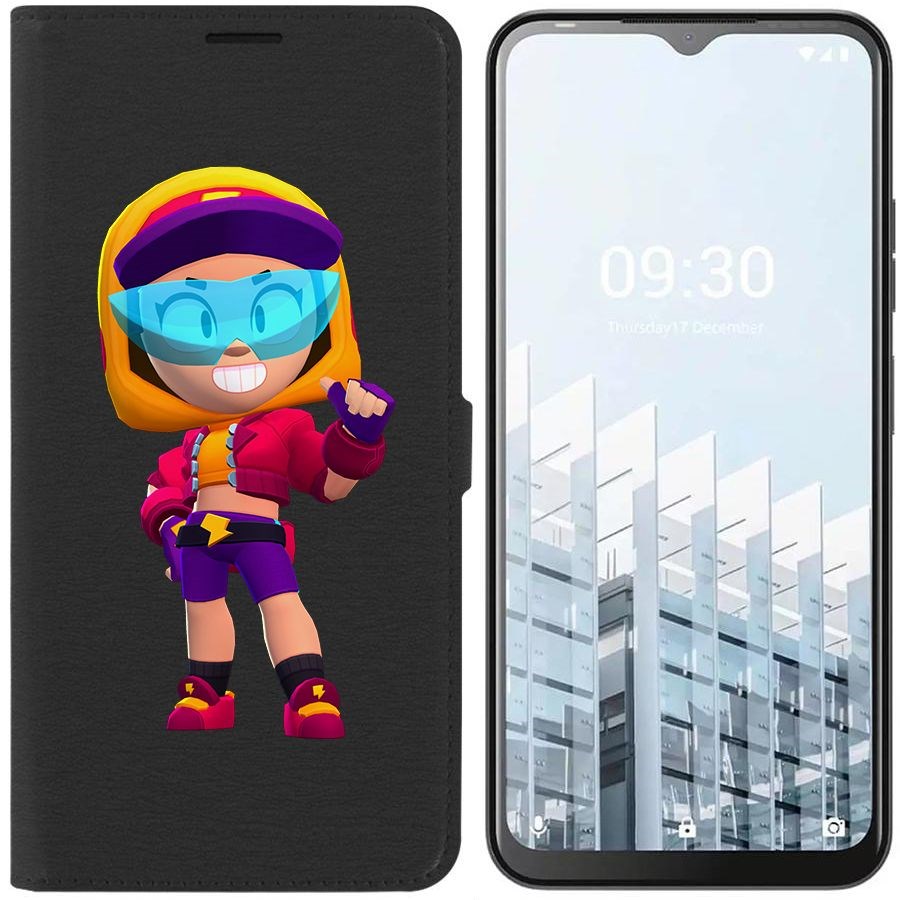 

Чехол-книжка Eco для Tecno POP 6 Pro Brawl Stars-Стритстайл Макс (черный)