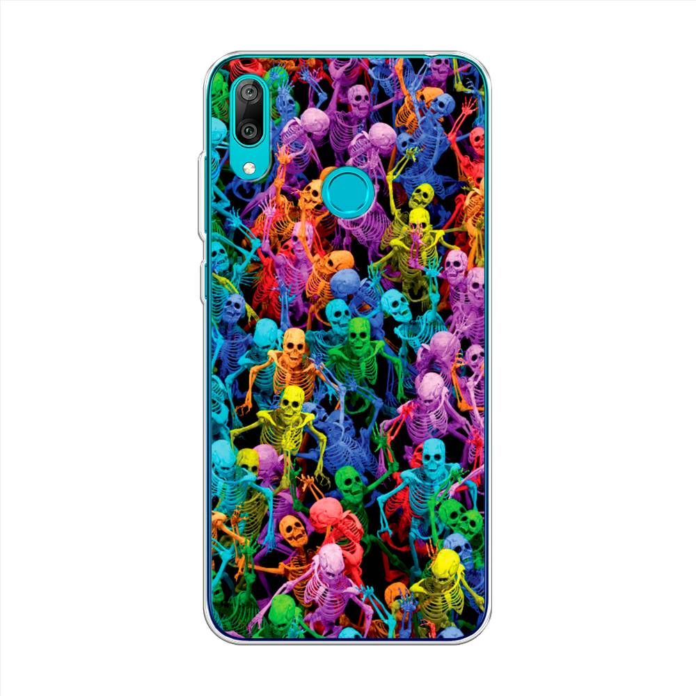 

Чехол на Huawei Y7 2019 "Вечеринка скелетов", Фиолетовый;желтый;оранжевый, 68450-6