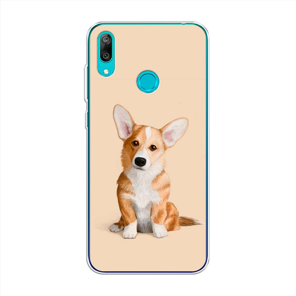 

Чехол на Huawei Y7 2019 "Грустный Корги", Коричневый;бежевый, 68450-1