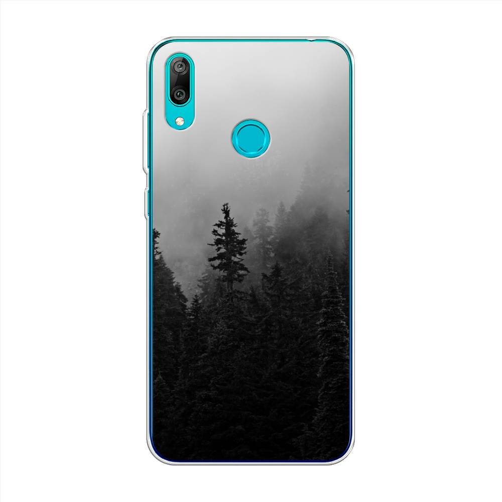

Чехол на Huawei Y7 2019 "Туманный лес", Серый;черный, 68450-2