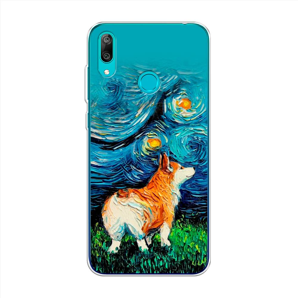 

Чехол на Huawei Y7 2019 "Корги звёздная ночь", Коричневый;белый;зеленый, 68450-1