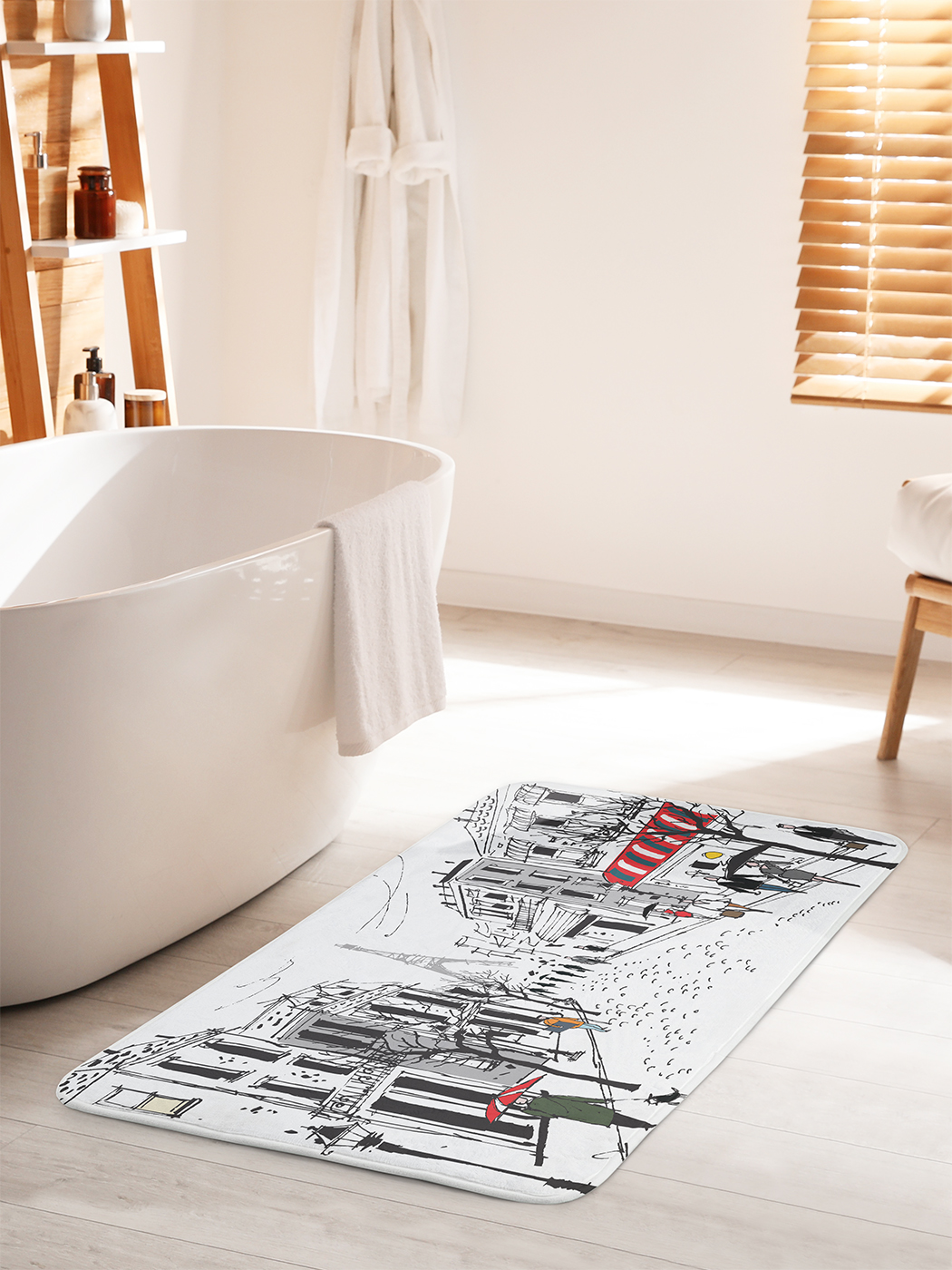 

Коврик для ванной туалета душа JoyArty "Дождливый париж", bath_14713_60x100